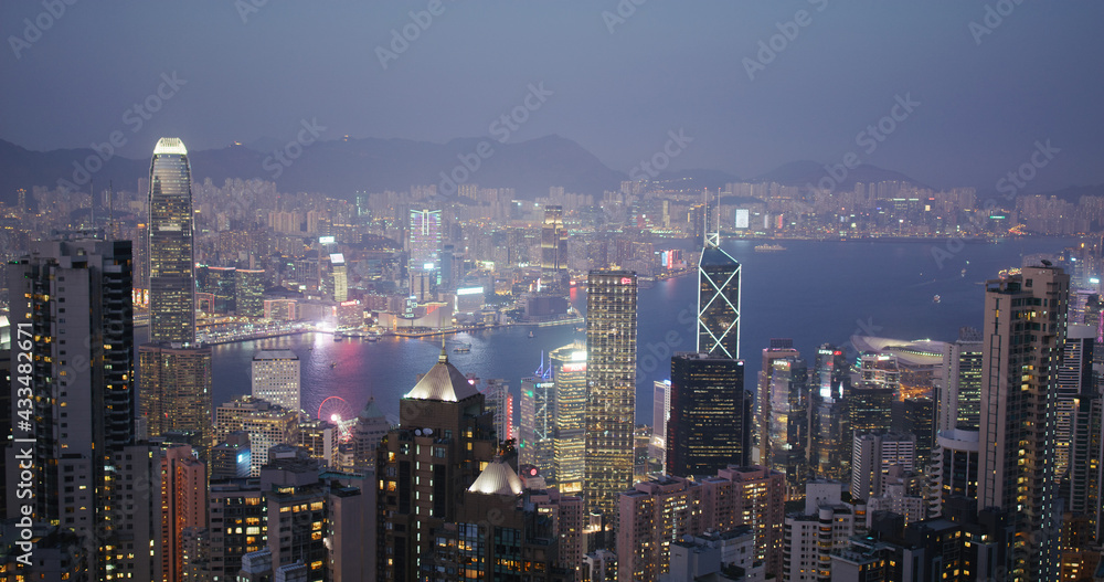  Hong Kong city skyline at night