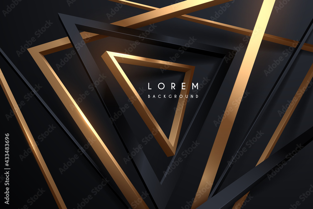 Abstract black and gold triangles background