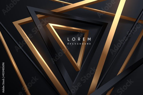 Abstract black and gold triangles background