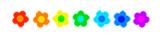 Bunte Hippie-Blumen in  Pixeldarstellung als 3-D Illustration