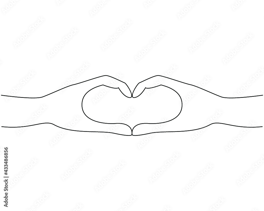 The single line drawing of hand heart The single line drawing of hand heart