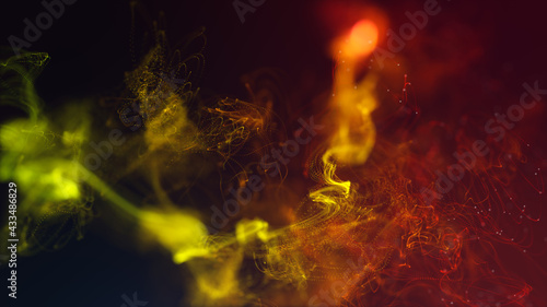 Abstract Fluid Particles Graphic Background/ Illustration of an abstract fluid particles background graphic design with light flares