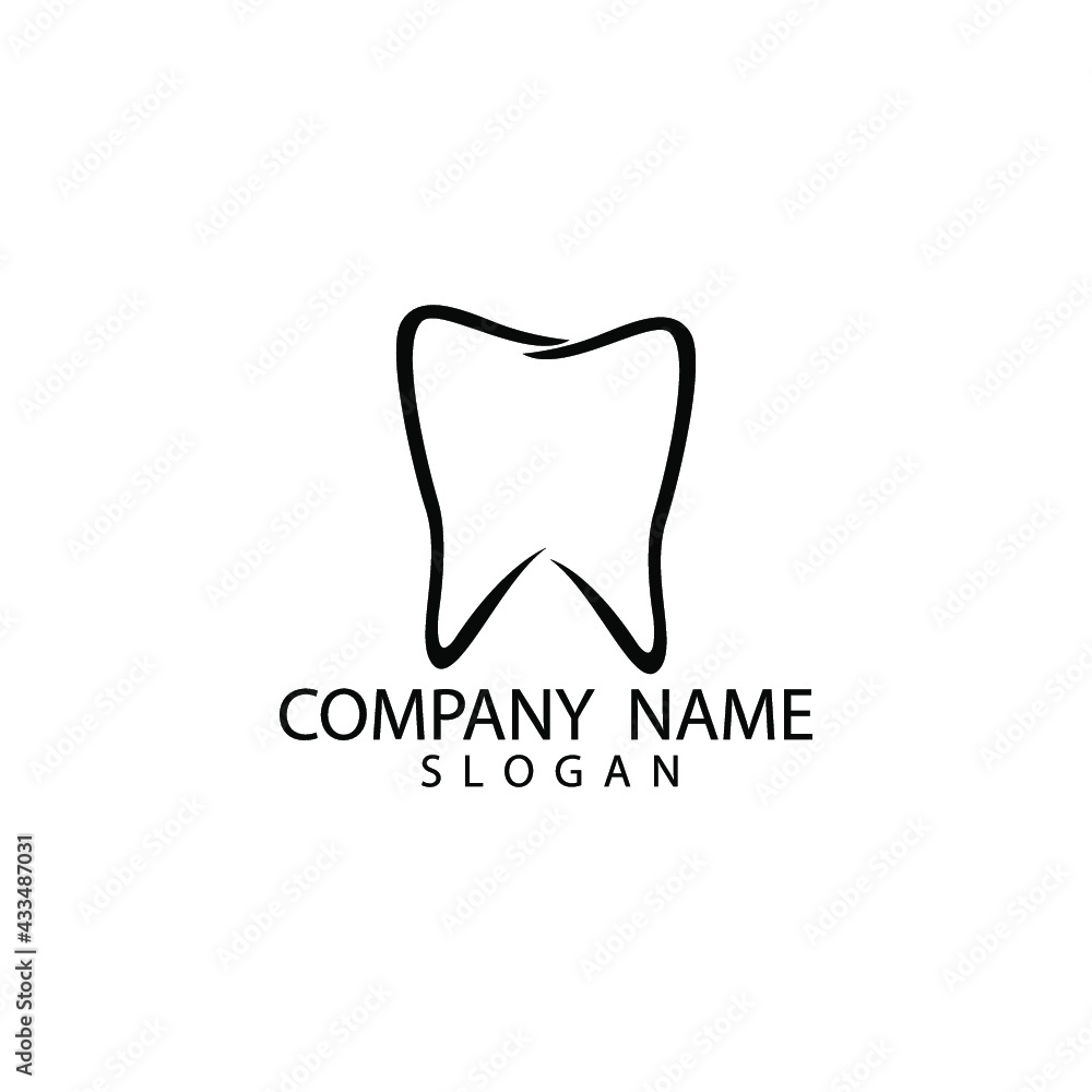 Black tooth icon logo isolated on a white background Black tooth icon logo isolated on a white background