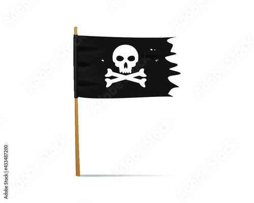 Torn pirate flag isolated on a white background
