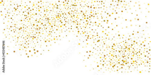 Golden point confetti on a white background. Luxury background.