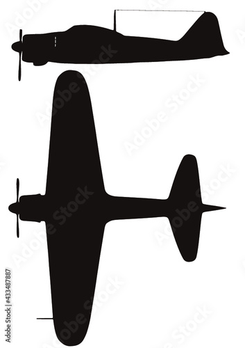 零戦 ゼロ戦 シルエット 飛行姿勢 空中姿勢 シルエット  silhouette