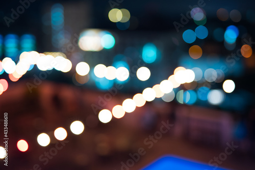 abstract blur and bokeh in night club at terrace of restaurant background © tickcharoen04