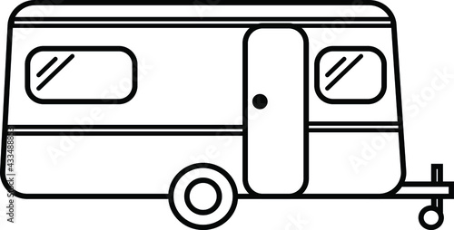 mobile home trailer icon. thin line design. Icon vector illustration