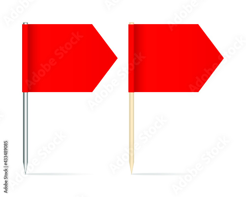 Two Red Flag Pins Arrows isolated on a white background. 3d illustration