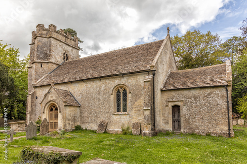 The parish church with 15th century tower in the village of Easton Grey, Wiltshire, England, United Kingdom