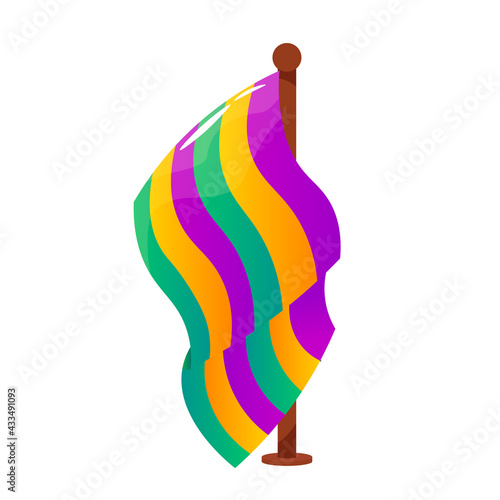 Isolated flag colors mardi grass venice festival icon- Vector