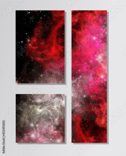 Space Abstract Galaxy Banners set. Vector design.