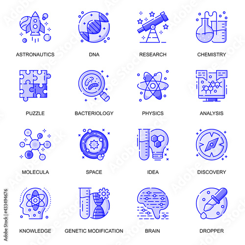 Φωτογραφία Science web flat line icons set