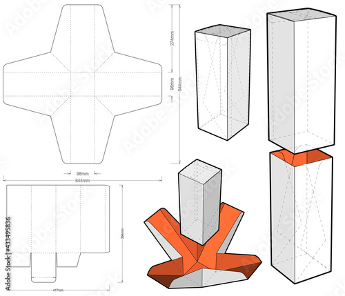 Gift Box and Die-cut Pattern. The .eps file is full scale and fully functional. Prepared for real cardboard production.