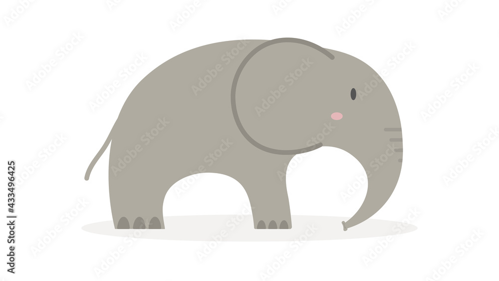 Gray elephant with a lowered trunk 