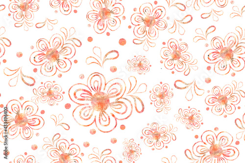 Watercolor floral pattern seamless background design for fabric, Raster