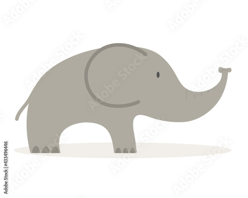 Gray elephant on the white background