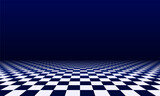 Abstract checkered floor in surreal interior. Room with no horizon and tiled floor.