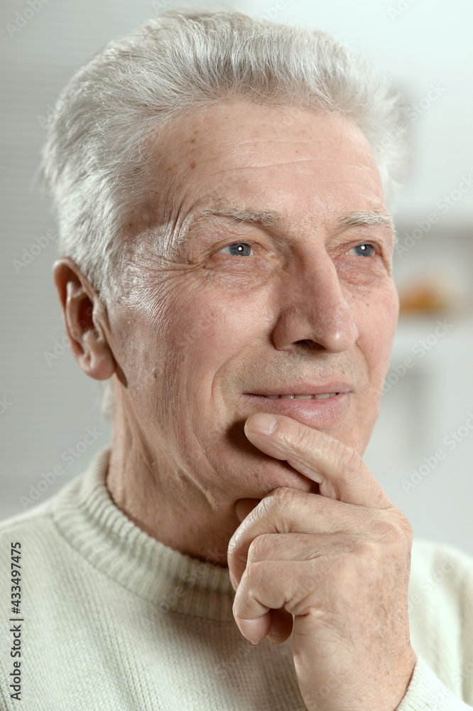 portrait of happy senior man at home portrait of happy senior man at home