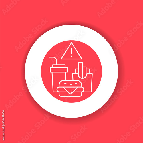 Caution junk food glyph icon. Cause diseases gastric tract. Sign for web page, mobile app, button, logo.