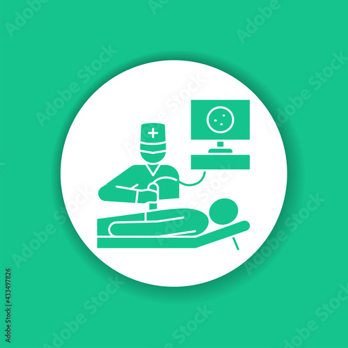 Ultrasound abdominal cavity glyph icon. Medical checkup. Pictogram for web page, mobile app.