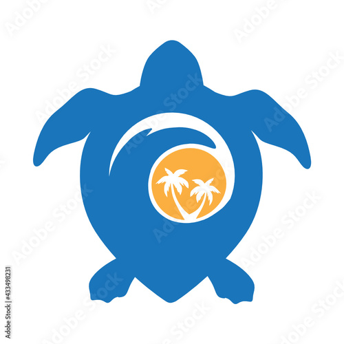 sea waves inside turtle shell, vector