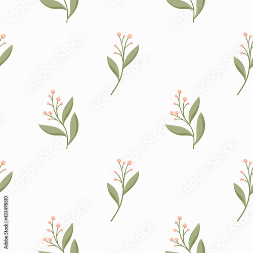 Vector hand drawn leaves seamless pattern. Abstract trendy floral background. Repeatable texture.