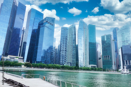 Photography Singapore skyscrapers skyline at marina bay