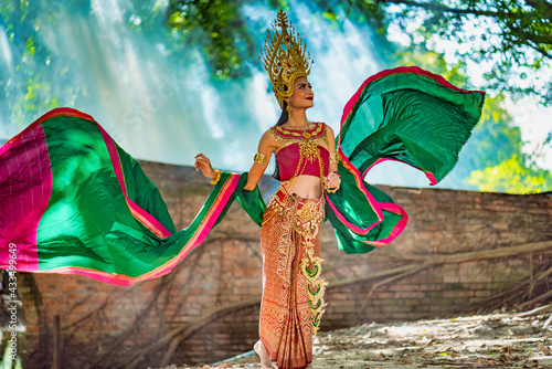 Beautiful girl with costume apsara from cambodia concept, Identi