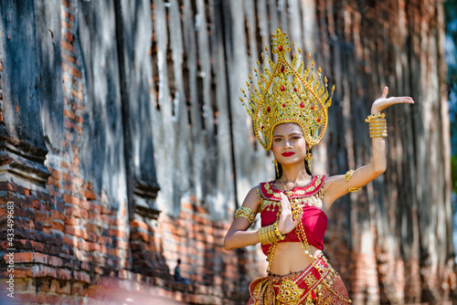 Beautiful girl with costume apsara from cambodia concept, Identi
