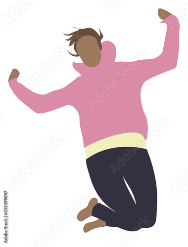 Mujer saltando con los brazos arriba. Fondo transparente