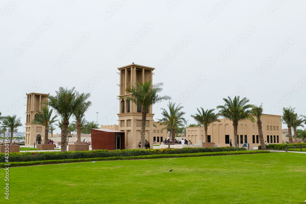 United Arab Emirates, The Dubai Heritage, old quarters, construction with barjeel, natural air conditioning
