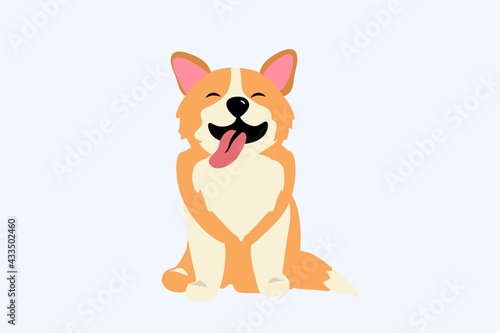 Happy dog smile Cute smiling welsh corgi Dog smile face with paw and heart shaped nose Corgi sitting sticking out his tongue