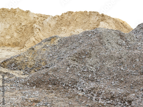 A pile of slag and sand on the ground. A construction site in Kyiv city in Ukraine