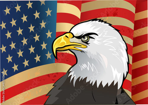 American Redoubtable  Eagle with USA flags
