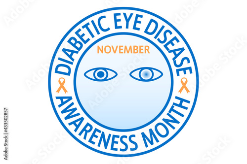 November diabetic eye disease awareness month flat vector illustration. A health design for banner, poster, web. Protection, healthcare, prevention concept.