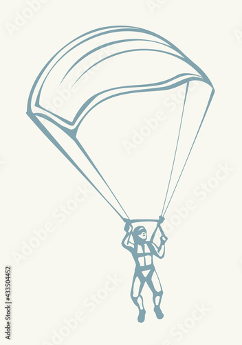 Parachutist with medical mask. Vector drawing