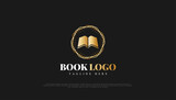 Luxury Book Logo in Gold Gradient and Vintage Style. Usable for Business and Education Logos. Book Logo