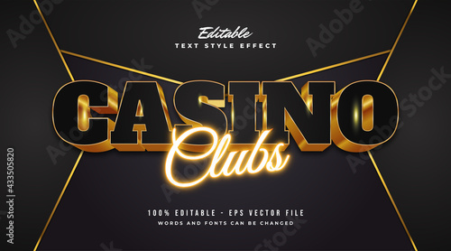 Luxury Black and Gold Casino Text with Embossed and Neon Effect. Editable Text Style Effect