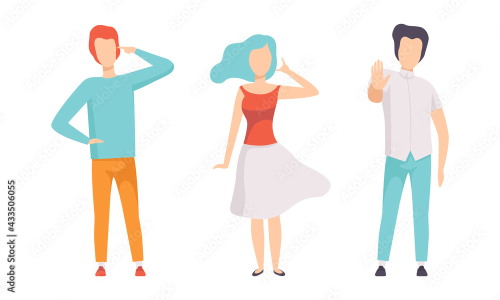 People Gesturing Set, Person Showing Negative and Positive Hand Gestures, Nonverbal Communication Concept Flat Vector Illustration