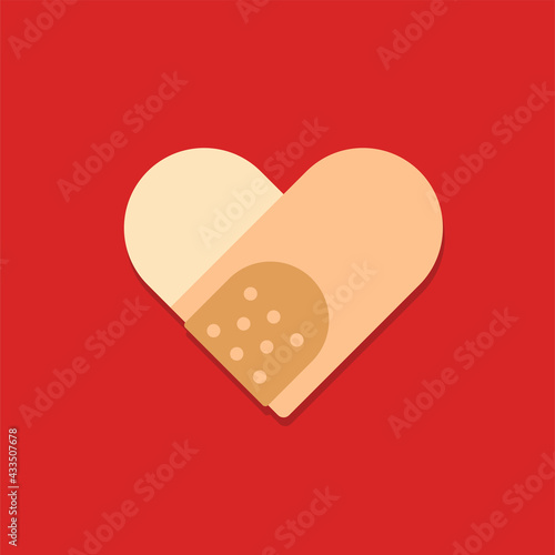 A Bandage of Love on the red background. Isolated Vector Illustration