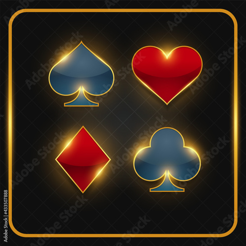 The Golden Sign of the Gambling Card. Isolated Vector Illustration