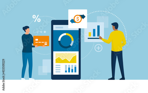 People using a mobile banking app