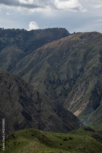 layers mountain in vertical photo simetric down in canyon photo