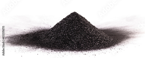 pile of coal dust isolated on white background
