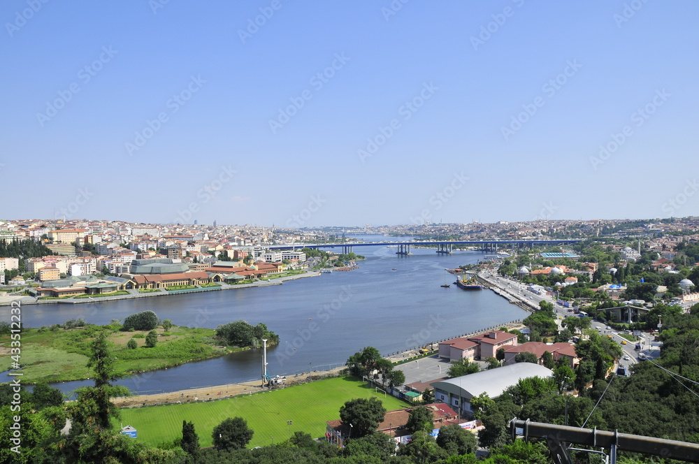 Golden Horn from Pierre Loti Hill. Eyup, Istanbul, Turkey. 