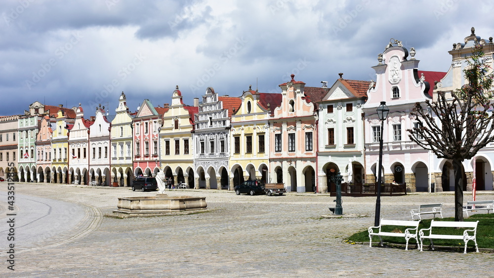 square in historic town Telc in Czech republic