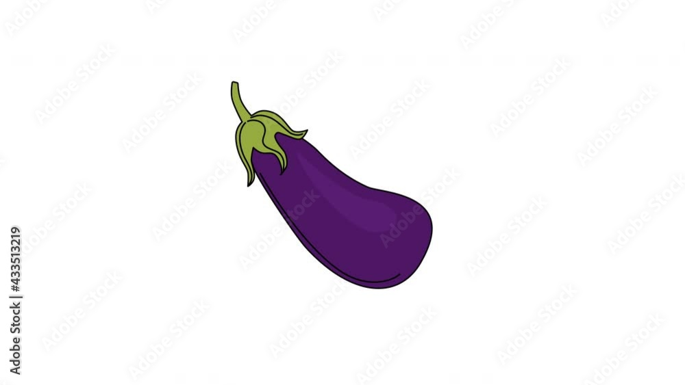 Animation of eggplant appearing. Luma matte. 2D element.