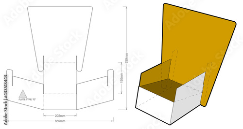 Flayers Stand with Die Cut Template. The .eps file is full scale and fully functional. Prepared for real cardboard production.