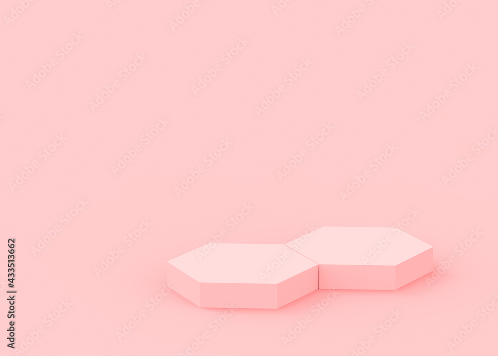 Abstract 3d pink hexagon podium minimal studio background. Abstract 3d pink hexagon podium minimal studio background.